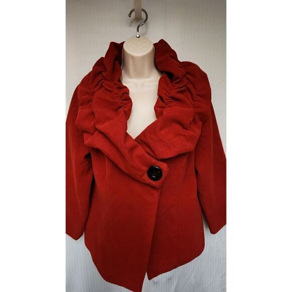 Multiples Women’s Single Breasted Long Sleeve Red Jacket Coat Size Large - Picture 5 of 11